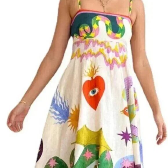 Multicolored Street Graffiti Cami Maxi Dress - Picture 2 of 5